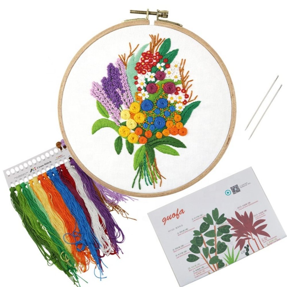 Rainbow Flower Bouquet Beginner Embroidery Kit DIY